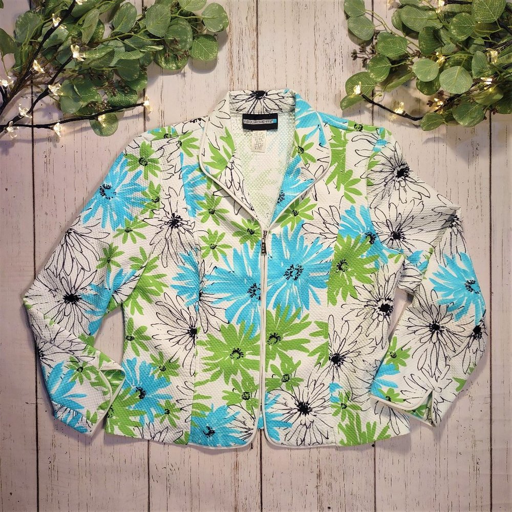 Requirements Daisy Floral Micro Quilted Zip Blazer